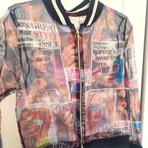 White, black translucent bomber jacket - Blush size medium